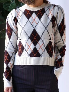 Ganni Argyle Crewneck Sweater